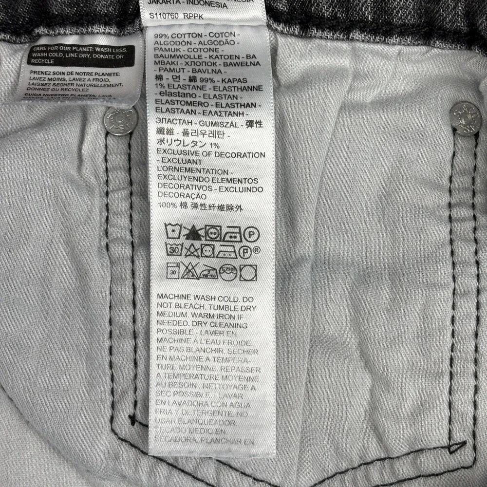 Levis 511 Slim Fit Denim Shorts Mens 42 Washed Black‎ Gray Stretch Jean Shorts